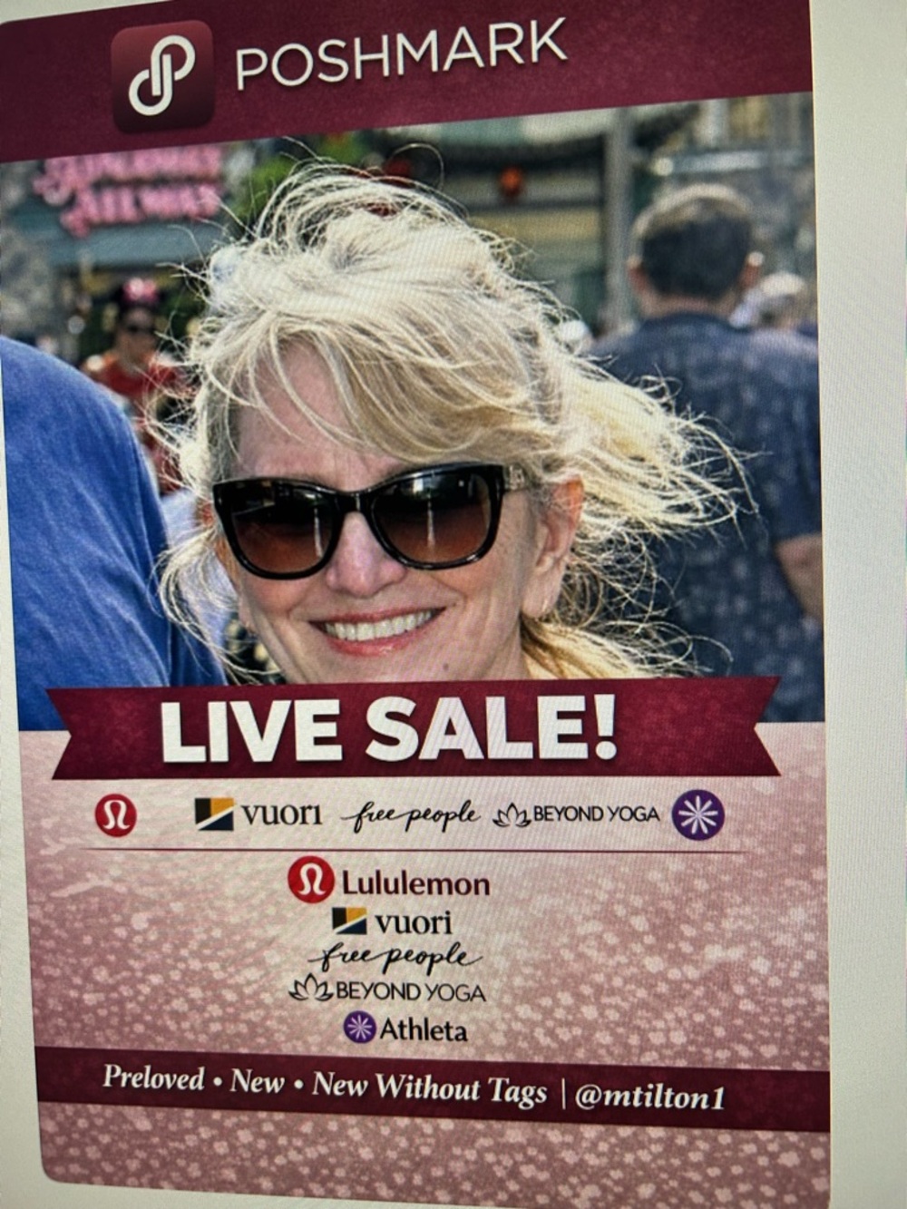 Poshmark Live Sale Event Graphic - Pink and Burgundy Promotional Image